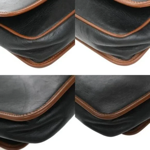 CELINE Logo Shoulder Bag Leather Black GHW Italy 66EG237 - Picture 7 of 15